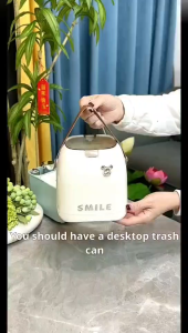 2L Luxury Desktop Trash Can Small Paper Basket With Handle Suitable For Offices Bedrooms Living Rooms Etc