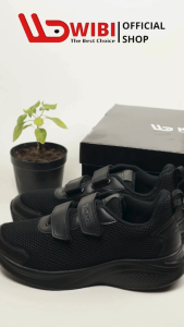 Wibi Sepatu Anak Laki laki Wanita Perekat Sekolah SP51-01 Hitam Size 35 36 37 38