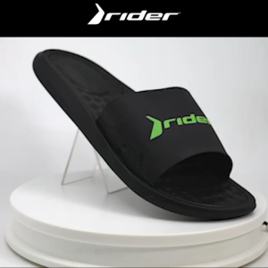 Rider Step Slide Ad: Black & Green Men's Slides
