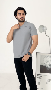 Kaos Pria Hey Man Polo Knit Waffle Tanpa Kancing
