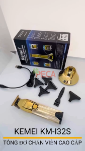 Tông đơ chấn viền cao cấp Kemei KM-I32S không dây đế sạc USB màn hình LED hiển thị có thể cạo đầu cạo trắng khắc tóc tattoo tóc
