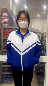 Áo Khoác Đồng Phục Học Sinh Cấp 123- Áo Khoác Gió Màu Xanh Bích Phối Trắng-Hình Thật