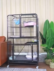 Pet Cat Cage Heavy Duty 4-Layer Large Cat Play Cage Indoor Cat Villa Metal Pet Cage