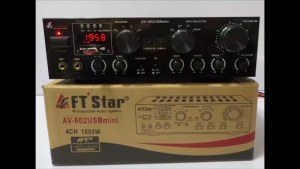 FT Star AV-602USB Mini Professional Audio System 4CH 1000W Digital Karaoke Amplifier with Surround Speaker Output Music Echo Control USB/SD Port Bluetooth FM Radio Microphone Input Built-in Fan