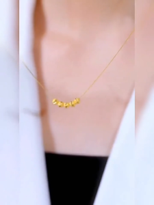 18k ทอง เค แท้จี้ 99.99% น้ำหนัก ทองซาอูสร้อยคอผู้หญิง-3 เม็ด - นำโชคลาภมาให้ เหมาะแก่การมอบของขวัญให้กับครอบครัว