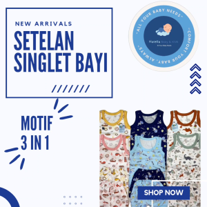 Singlet Kaos Dalam Bayi Katun Setelan FIYELI Doubleknit isi 3 Set