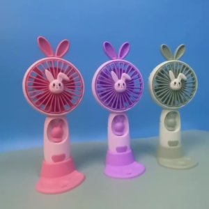 KIPAS MINI PORTABLE DENGAN STAND HANDPHONE BUNNY LEAD LUCU / KIPAS ANGIN KELINCI PORTABLE LED