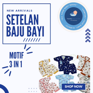 Baju Bayi Katun Newborn Setelan Lengan Pendek Doubleknit FIYELI 3 in 1 isi 3 Set