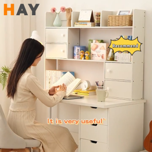 Bookshelf Desktop Rack Tabletop Storage Organizer Meja Buku Multifunctional Table Stand Multi-layer Office Shelf With Door Rak Buku