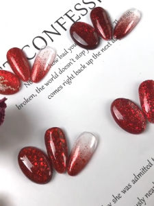 Set สีเจล As 15ml. ขวดดำ PH 01-06 (แถมชาร์ต) โทนกากเพชรสีแดง กลิตเตอร์แดง สียอดฮิตขายดี