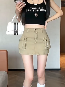 Hot Girl Mini Skirts High Waist Women Clothes Slim A Line Denim Short Skirt