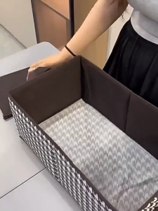 Collapsible room storage box with lid clothes wardrobe personal clutter basket home convenience Checkered pattern box