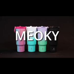 Meoky 40oz Tumbler with Handle and Straw Tumbler with Lid and Straw Insulated Stainless Steel Travel Mug 100% Leak-proof Keeps Cold for 34 Hours or Hot for 10 Hours