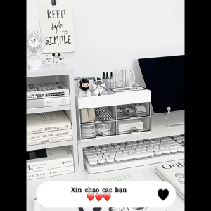 Khay để đồ tủ nhựa 8 ngăn để bàn hộp đựng bút thước đồ mỹ phẩm mini decor bàn học thiết kế đẹp