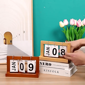 Creative Wooden Page Turning Calendar Simple Home Desktop Ornament Decor Flipping Calendar