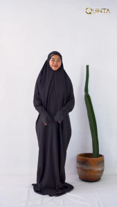 Mukena Travel Premium Mini Pouch Terusan Zahra: Mukena Travelling Adem Super Halus Lembut Ringan