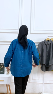 Kemeja Wanita - Kemeja Rika Top Blouse Bahan Linen Kemeja Oversize Atasan Wanita Kekinian