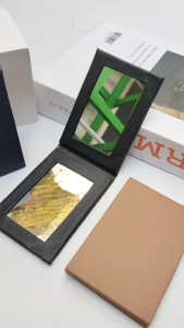 Cermin Lipat 2 Sisi Bolak Balik Polos Kaca Album Cover Kulit Sintetis Pocket Size Kaca Rias Mini