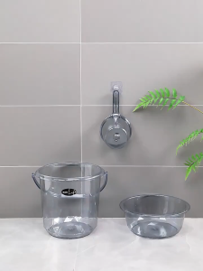 Clear Plastic Thickened Three-piece Bucket Hand Dormitory Timba Tabo Basin Water Household Bucket Storage Water Cleaning