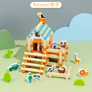 Building Block Luban Mortise and Tenon Color Set - Enlightenment Architect Master Wooden Transformable Construction Toy for Boys and Girls Mainan Kayu Rumah Budak Perempuan Lelaki 鲁班榫卯结构积木启蒙建筑大师木质百变拼装玩具男孩女孩