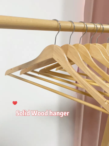 (PREMIUM REAL WOOD) WJS Luxurious Natural Maple Wood Hanger Smooth Glossy Coating Adult Clothes Hanger No Rust 360 Rotatable Stainless Steel Hook Sturdy Hand Built Each Have Unique Wood Grains Penyankut Baju Kayu Maple Asli 实木衣架 [FREE RM50 VOUCHER]