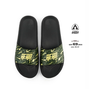 Aerostreet 39-44 Army Hitam Army - Sandal Sendal Selop Slip On Casual Pria Wanita Aero street BAAAA