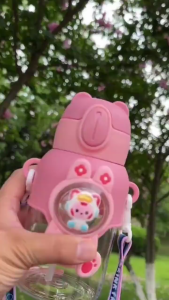 600ML Baby Cute Tumbler Straw Cup Drinking Bottle For Kids Water Bottle With Straw Sippy Cup