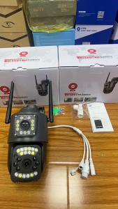 กล้องวงจรปิด หน้าจอคู่2กล้อง SIM 4G/wifi 8MP ดูพร้อมกันได้Color FullHD การโทรสองทางการเตือนภัยติดตามการเคลื่อนไหว360องศา