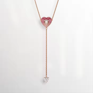 🖤Swarovski🖤(ใหม่) Hyperbola series จี้เพชรรูปหัวใจสีชมพู สร้อยคอรูปตัว Y สร้อยคอแฟชั่นผู้หญิงเงินแท้ 925 (XL-FHS785605456555) สร้อยคอคู่รักสไตล์ดีไซน์คลาสสิก ของขวัญพิเศษสำหรับแฟนหรือแฟนของคุณ
