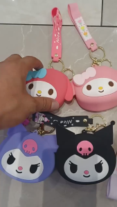 1PC Kawaii Sanrio Kuromi Silicone Coin Purse Cinnamoroll Keychain Wallet Fashion Portable Keyring