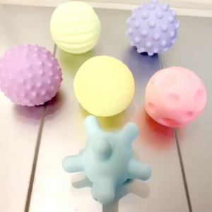6Pcs Baby Tactile Toy Hand Training Massage Touch Senses Bitable Soft Rubber Ball Texture For Swimming Playground Pop Kneading Sound