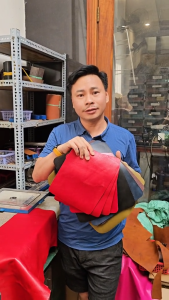 Tấm lót chuột da bò thật màu xanh ô liu - Bảo hành 5 năm - Thương hiệu uy tín Longdo Leather - Pullup