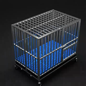 Stainless Steel Dog Cage large 不锈钢狗笼 With Mat Bowl Tray Silent Wheel Suitable For Large Dogs Foldable Stainless Steel Dog Cage Suitable for Small and Large Pets