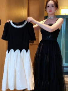 ZYHT EraVogue เดรสผู้หญิง เดรสสีดำ เดรสทรงเอ เดรสแขนพอง เดรสทำงาน เดรสไฮโซ เดรสวินเทจ เดรสออกงาน เดรสปาร์ตี้ ชุดราตรี 65060