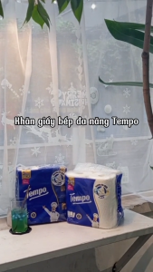 [MUA 2 LỐC BẾP CUỘN TẶNG 1 GIÁ ĐỠ BẾP] Khăn giấy bếp đa năng siêu thấm Tempo Dạng Cuộn (4 Cuộn) - Thương Hiệu Đức