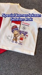 Setelan Rok Anak Perempuan Merah Putih Usia 1 Tahun Sampai 10 Tahun Bahan Katun