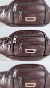 Waistbag Renno PU Leather Polo Amstar Slingbag 7 Ruang Tas Selempang Pinggang Kulit Pria