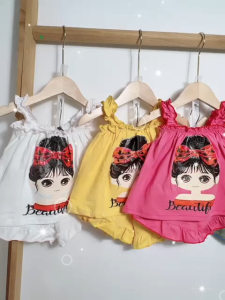 (7-18KG )girls dress summer little girls princess dress childrens cotton MOUSE  sleeveless halter dress baby summer.