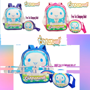 Tas Ransel CINNAMOROLL SANRIO Tas Anak perempuan Sekolah PAUD TK SD Tas Ransel 2 in 1 Karakter CINNAMOROLL FREE Tas Slempang Bulat