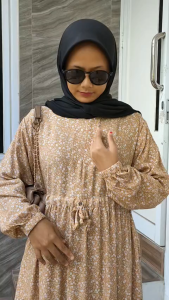 Gamis Jiso Rayon Motif Bunga Kecil | Dress wanita daily hommy terbaru