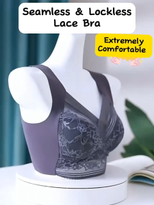 360 Outfit Women Seamless Lace Bra 40kg to 110kg L to 6L Plus Size Comfort Breathable Push Up Bra Wireless Mesh Lace Baju Dalam Wanita Underwear