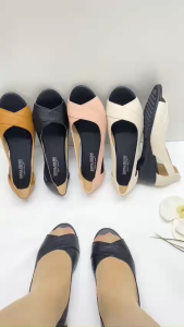 GIÀY nữ hở mũi da thật đế xuồng binna 17da mềm êm chân phối đồ công sở đẹp bảo hành keo đế 2 năm