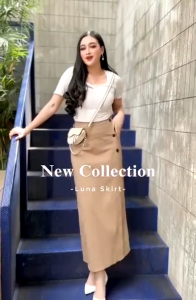 AS - Luna Skirt / Rok Panjang Twill Combed Strech Wanita / Rok Wanita Bengalin Terbaru Semi A-Line