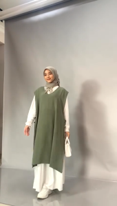 Mymoda Outer Rompi Long Tali Vest Bahan Crinkle Airflow 458