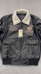 Jaket Kulit Anak Kerah Sherpa Full Bordir Urband Kids - Jaket Bomber Anak Kulit Sintetis 081