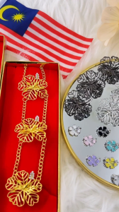 ZK Jewellery Kerongsang Merdeka Bunga Raya Dokoh Kebaya Budak Baby Brooch Pastel Hibiscus Pin Tudung Hijab