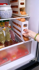 2-3 days Delivery Kitchen Egg Tray 4 Tier Refrigerator Egg Storage Rack Automatic Rolling Egg Storage Dispenser