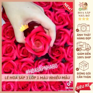 [SỈ LẺ RẺ] Lẻ đầu bông hoa hồng sáp thơm 3 lớp 1 màu nhiều mẫu form đẹp handmade - Hoa Sáp Nhà Bơ