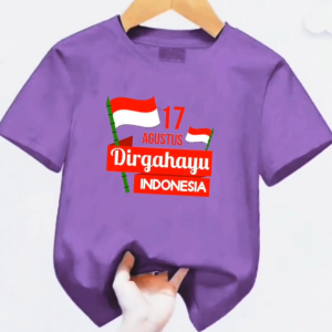 Baju atasan anak bergambar untuk 17 Agustus Cewek/Cowok usia 1-12 tahun bahan Babyterry