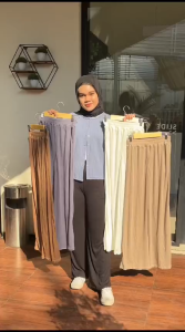 Sebelas Store Fashion Celana Kulot Wanita Panjang Dewasa Stretch Haighwist Matt Knitt Rib Premium